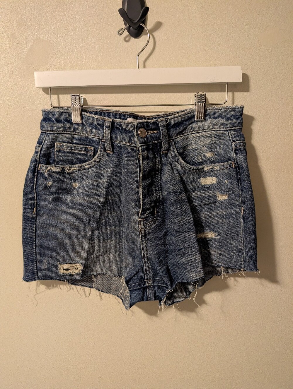 Flying Monkey High Rise Distressed Denim Jean Shorts 26